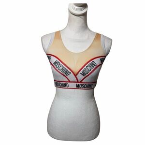 INTIMO MOSCHINO LOGO BRALETTE CROP TOP WHITE US 4